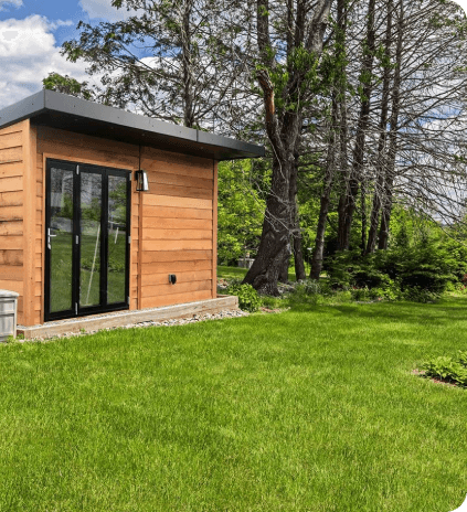 Image of a small house from the garden